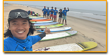Surf lessons in Mui Ne, Vietnam with the VKS surfing instructor team